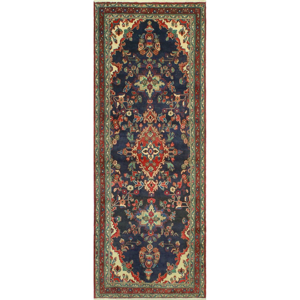 Noori Rug Fine Vintage Distressed Benon Navy/Ivory Runner - 3'8" x 9'11"