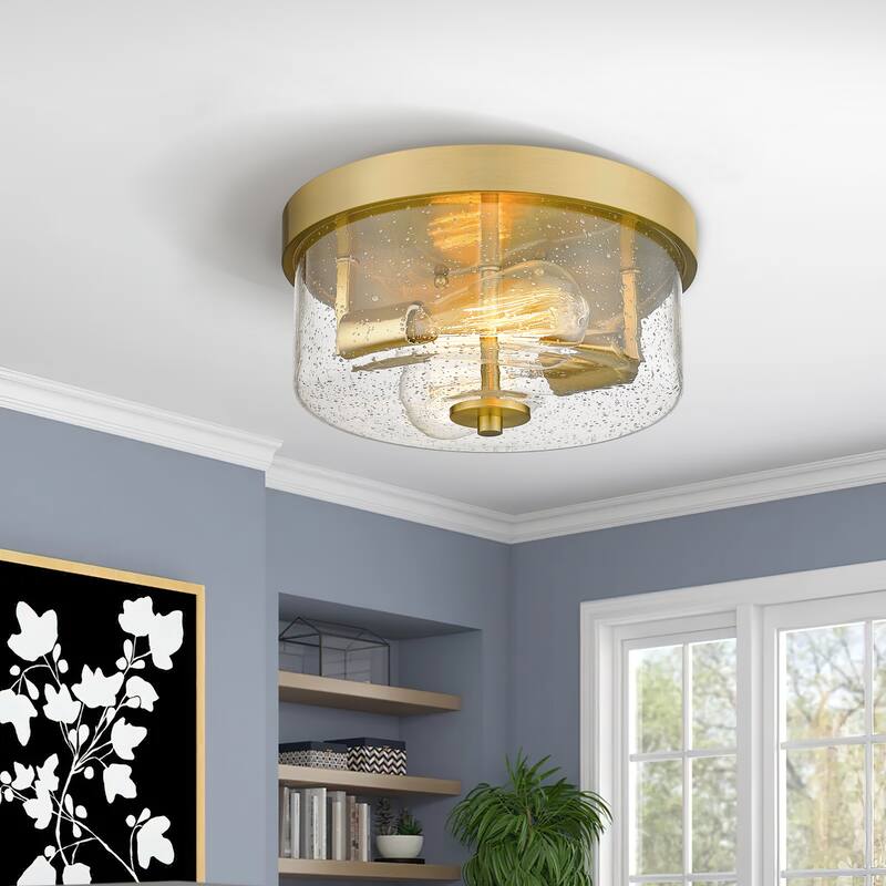 2-Light Flush Mount Ceiling Light - 10.63"L x10.63"W x5.51"H