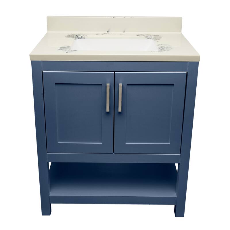 Taos 31" Bathroom Vanity with Cultured Marble Vanity Top Sink in White with White Basin
