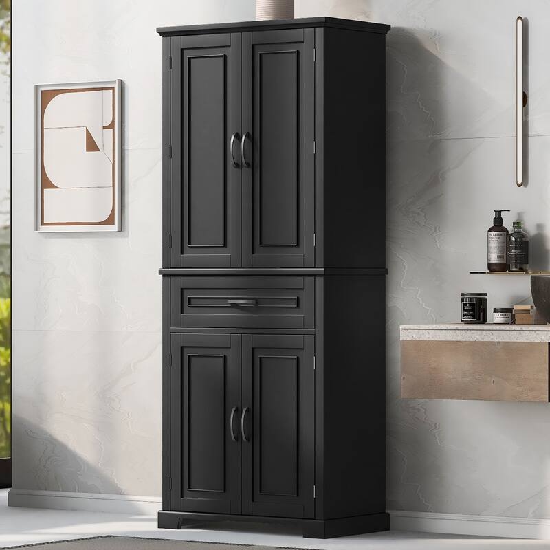 Bathroom Storage Cabinet with Adjustable Shelf - Black