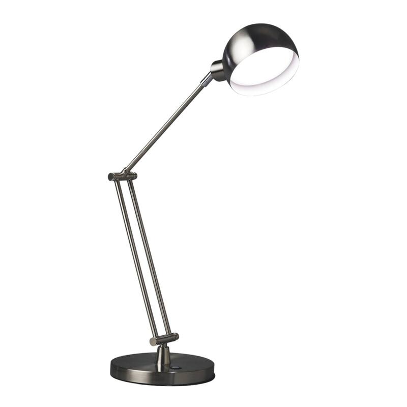 HomeRoots 18" Nickel Metal Adjustable Swing Arm LED Desk Lamp With USB