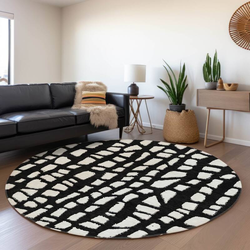 Machine Washable Indoor/ Outdoor Chantille Modern Abstract Rug