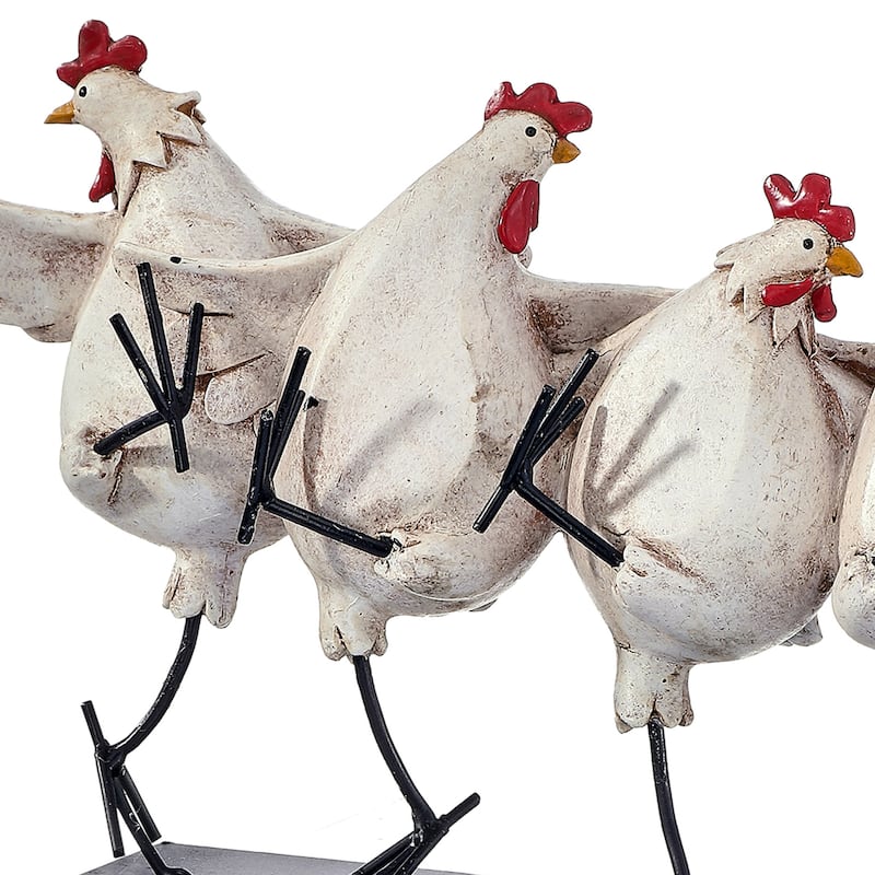 12" Resin And Metal Chicken Chorus Line