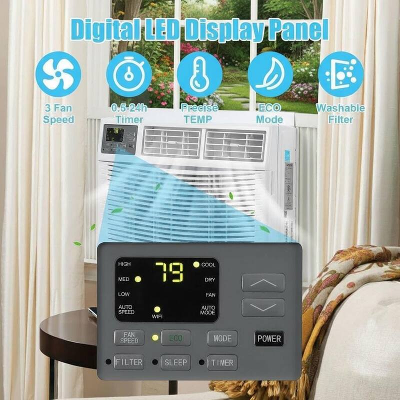 12000 BTU Window Air Conditioner, Fast Cooling to 550 Sq.Ft., with WiFi/App Control