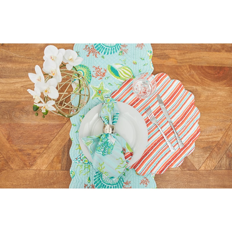 14" x 51" Laguna Breeze Cotton Quilted Reversible Table Runner 14x51