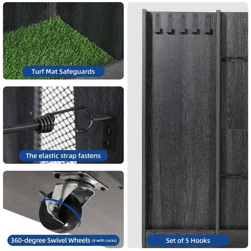 Moasis 35"/47" Wooden Golf Equipment Organizer Storage Rack with Wheels