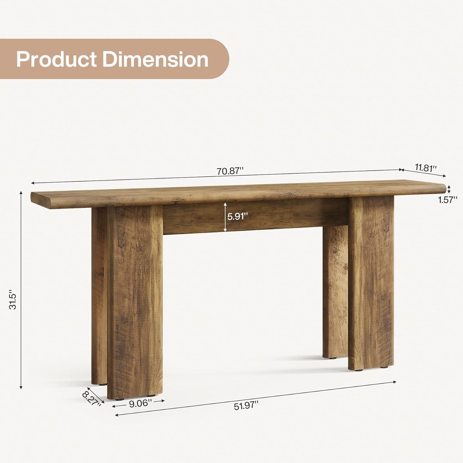 FOLUBAN Entryway Console Table - Narrow Sofa Table For Living Room & Hallway