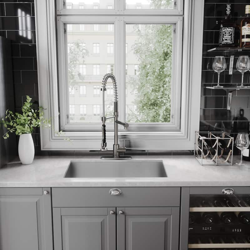 VIGO Zurich 27" H Single Handle Pull-Down Sprayer Kitchen Faucet