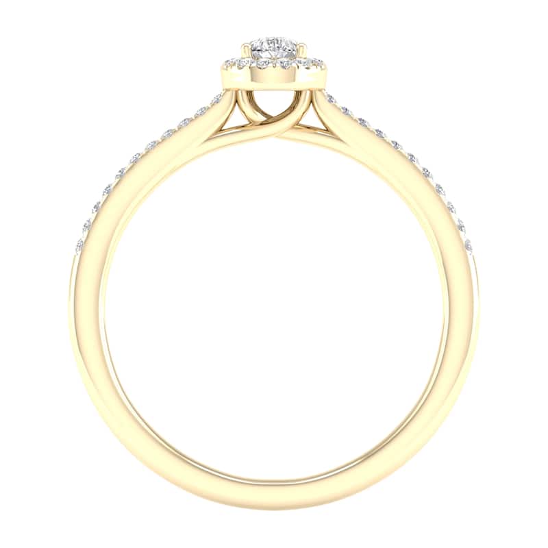 1/3ct TDW Pear Diamond Halo Engagement Ring in 10k Gold for Women