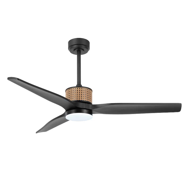 MLiAN 52 In. 3 Solid Wood Indoor Ceiling Fan with Light Kit - 52"