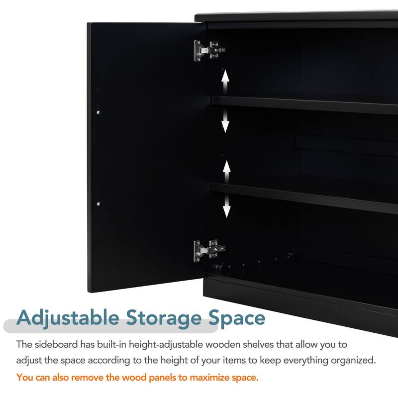 Sideboard with 4 Doors Large Storage Space Buffet Cabinet with Adjustable Shelves