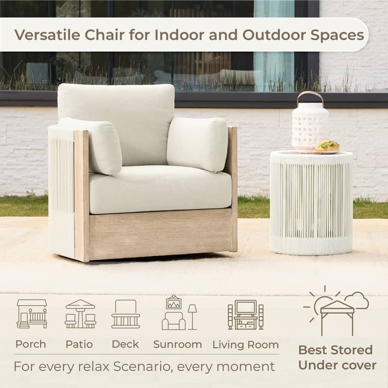 Khloe 3-Piece Outdoor Wood Patio Furniture Conversation Sets
