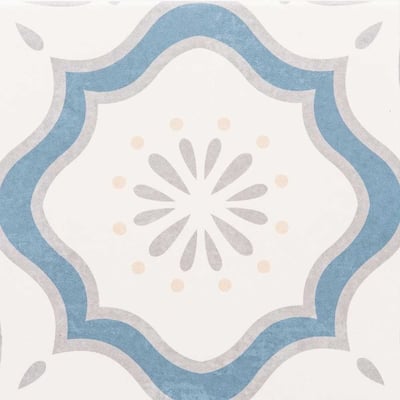 DaVinci Blue 7.9x7.9 Matte Porcelain Encaustic Tile - Floor, Wall, Backsplash