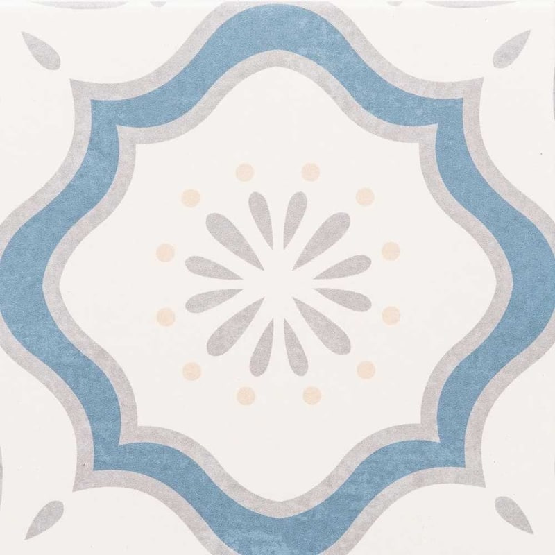 DaVinci Blue 7.9x7.9 Matte Porcelain Encaustic Tile - Floor, Wall, Backsplash