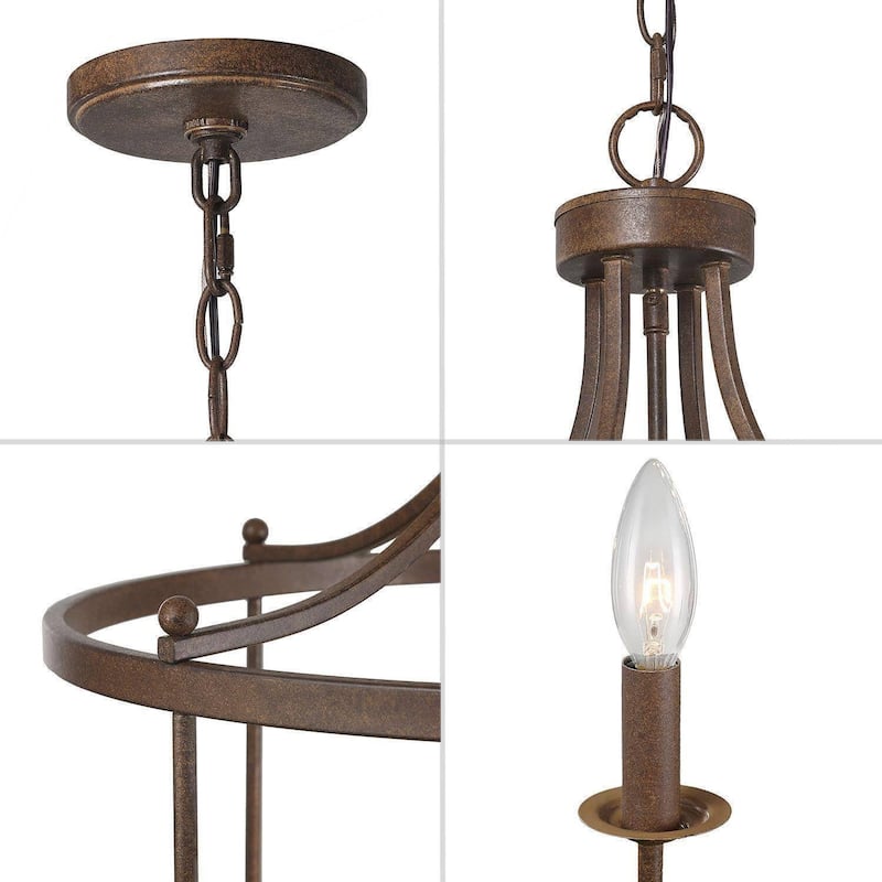 The Gray Barn Farmhouse 6-Light Rustic Drum Chandelier Island Light for Dining Room - D 21.6" x H 28.3"