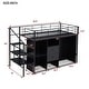 preview thumbnail 5 of 8, Black Metal Loft Bed with Drawers, Storage Staircase, and Wardrobe
