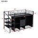 preview thumbnail 15 of 18, Metal Loft Bed with Drawers, Storage Staircase, and Wardrobe
