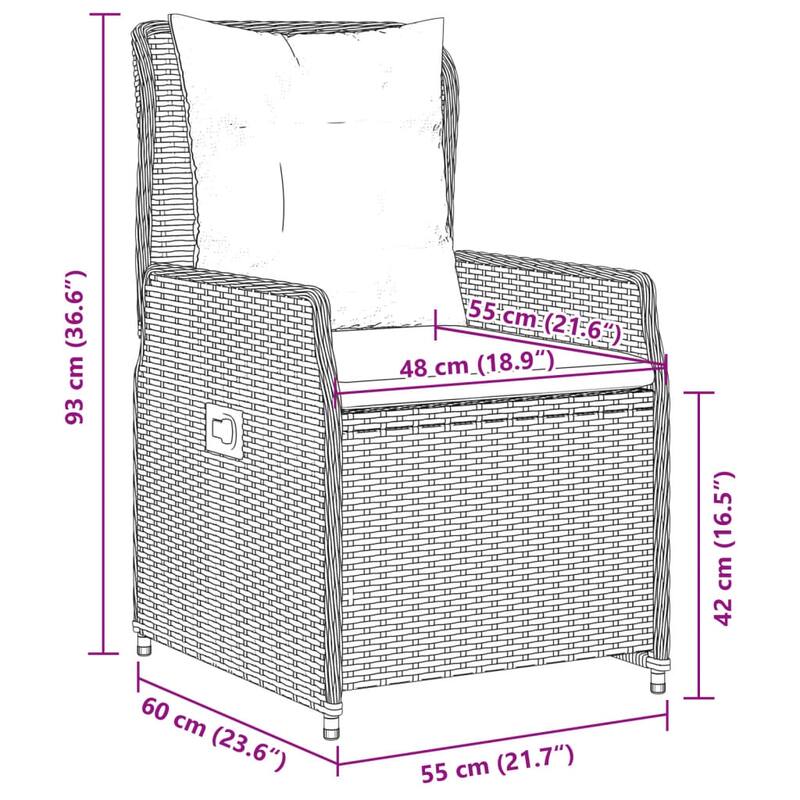 vidaXL Garden Dining Set Grey, Black - 31.5" x 31.5" x 29.1"/ 2
