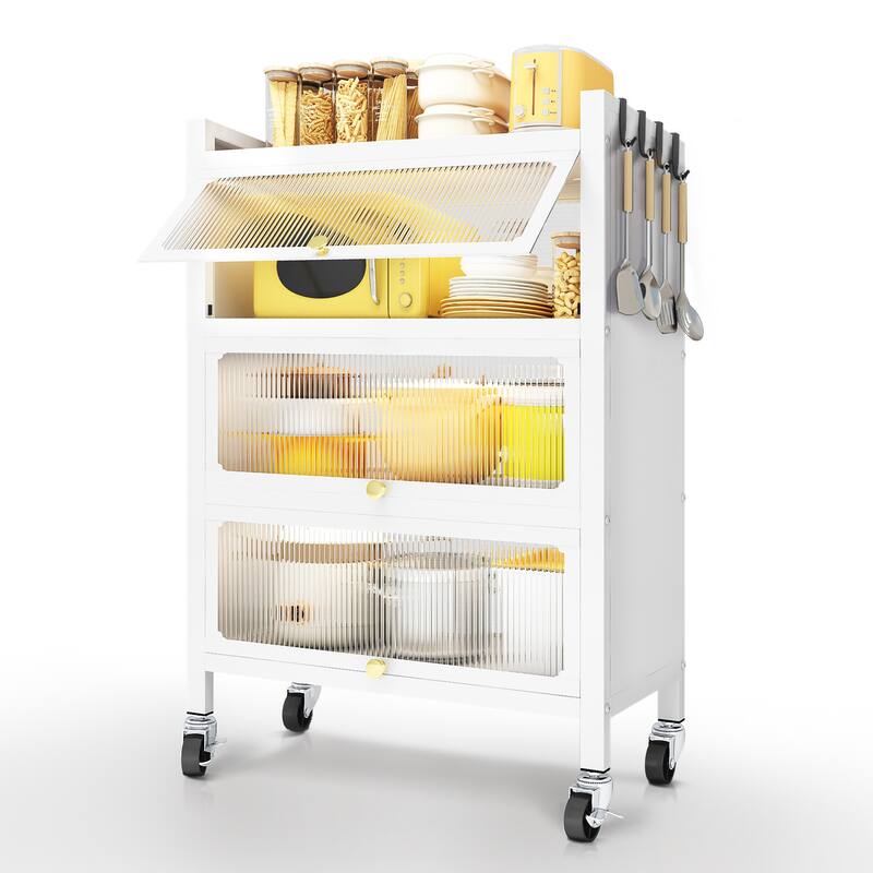 MEGA CASA 4 - Layer Steel Accent Cabinet with Door - N/A - White