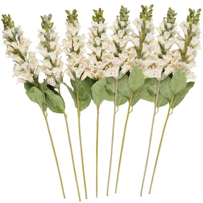 Faux Foliage Foxglove Tall Artificial Flower Stem - Set of 8 White - Roche River Decor
