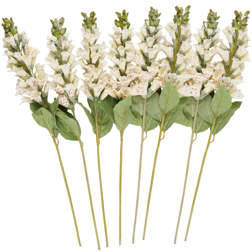 Faux Foliage Foxglove Tall Artificial Flower Stem - Set of 8 White - Roche River Decor