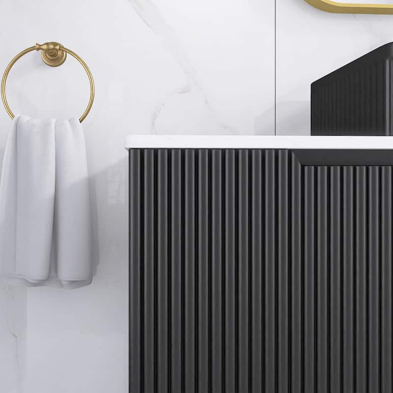 48" Freestanding Bathroom Vanity with Black Rectangular Ceramic Vessel Sink - 47.64'' x 19.69'' x 34.25''