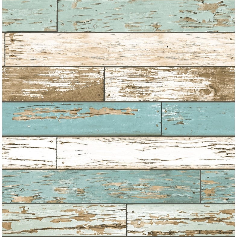 Brewster Juda Blue Scrap Wood Wallpaper - 20.5in x 396in x 0.025in