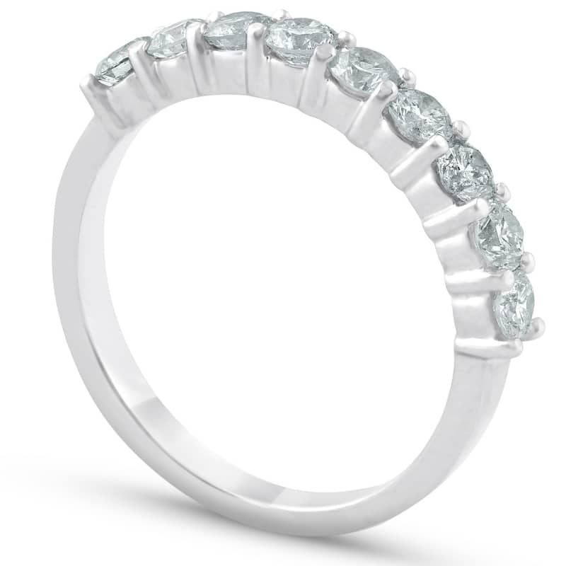 1/2ct Diamond 9-Stone Womens Wedding Ring White Gold