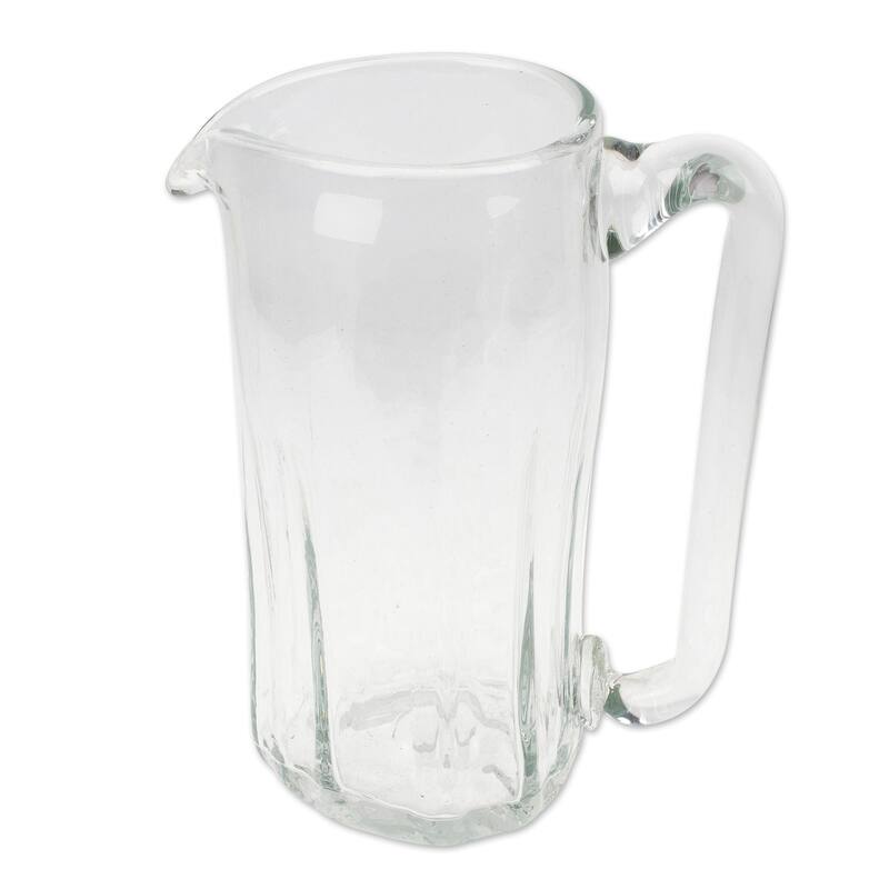 Novica Handmade Garden Relaxation Blown Recycled Glass Pitcher