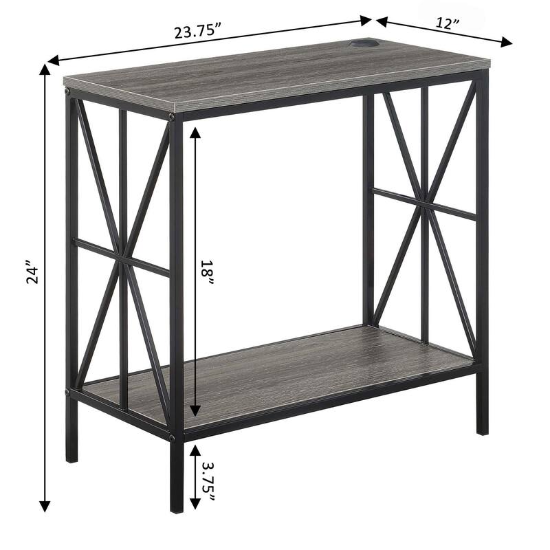 Convenience Concepts Tucson Starburst Chairside End Table with Charging Station and Shelf