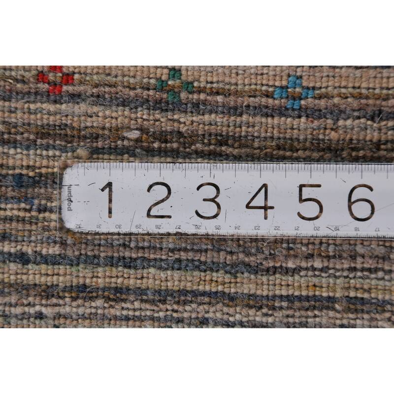 Hand Knotted Oriental 100% Wool Carpet Tribal Stripe Multi-Colored Gabbeh Area Rug - 9' 9'' X 7' 11''