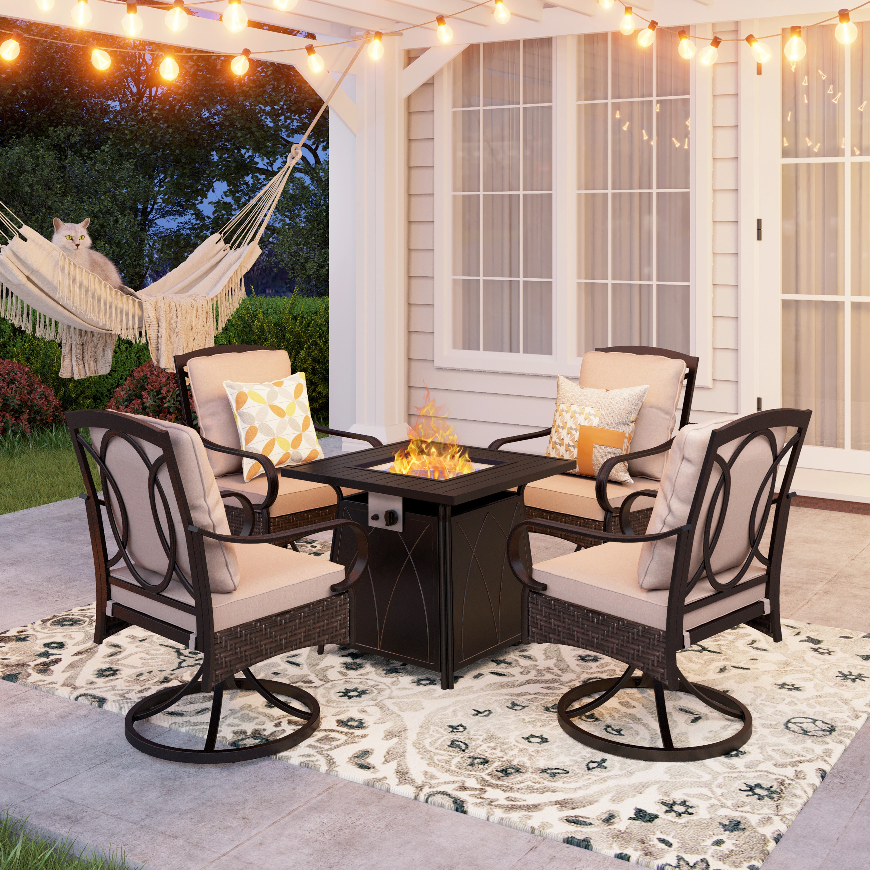 Dining fire discount pit table set