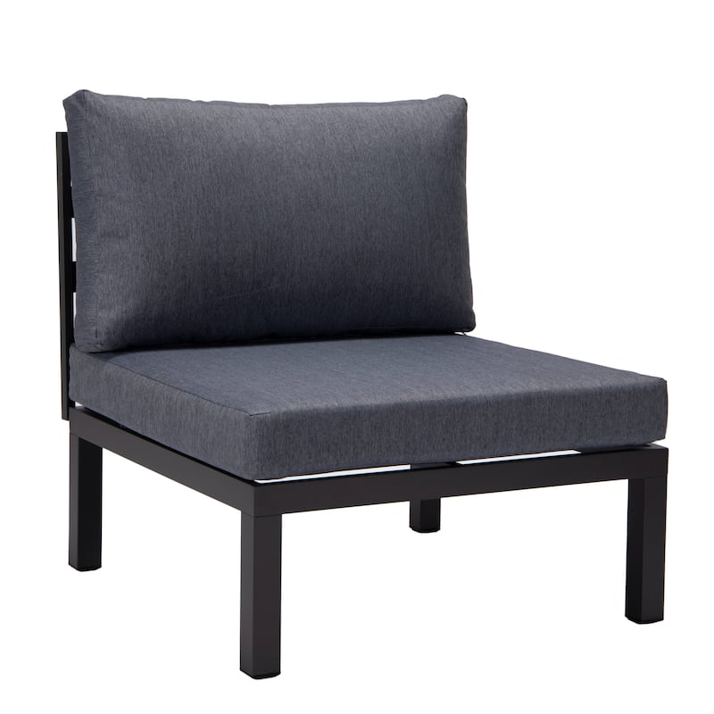 LeisureMod Hamilton 4-Piece Modern Patio Chair Polyester Upholstered Sofa for Indoor Outdoor Porch Garden Backyard Pool