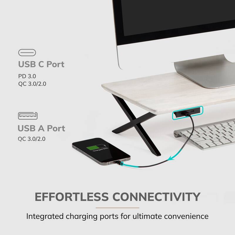Jani Wood Monitor Stand Riser Desk - Ergonomic Design Stand, Desktop Organizer Table for Home, Office Workspace, Gaming Desk