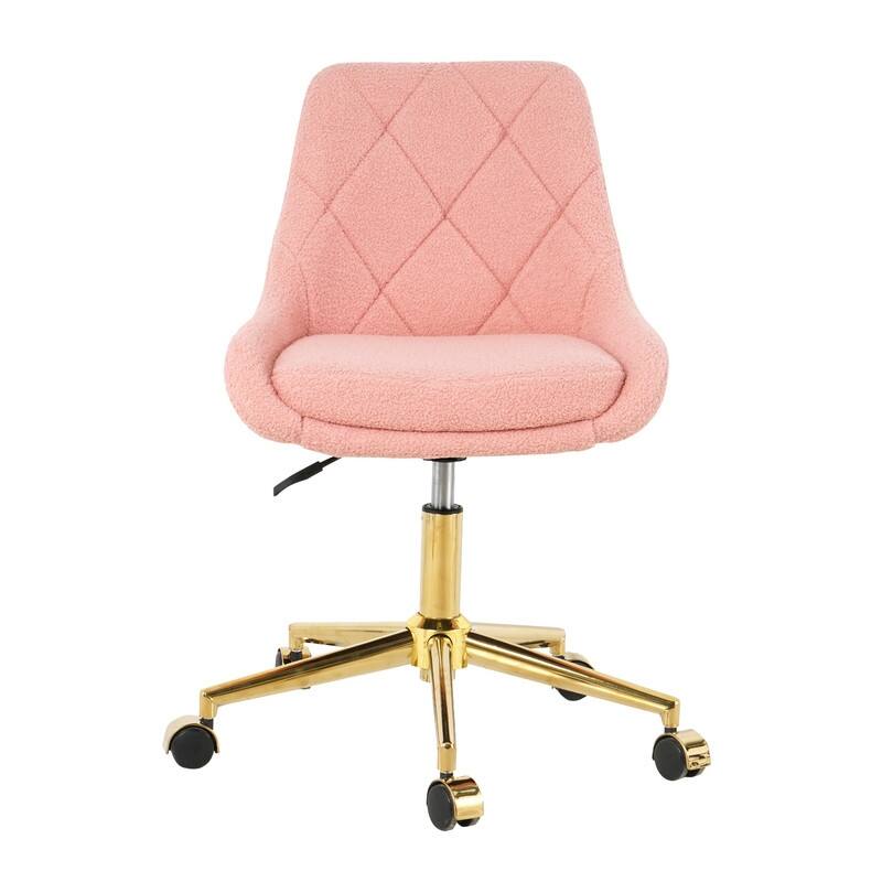 Modern Teddy Fabric Home Office Chair with Metal Legs-Set of 1-Lift Adjustment (3 Colors）