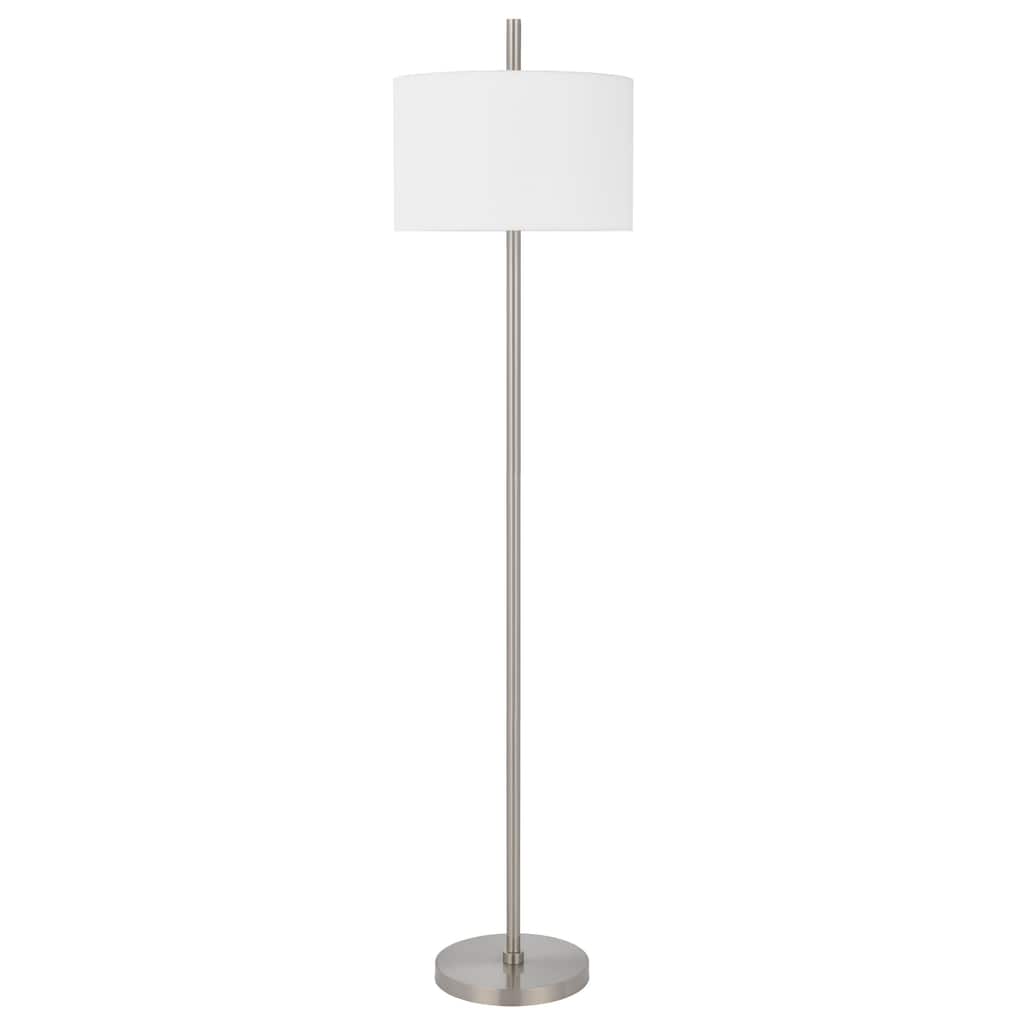 Ano Floor Lamp, Slim Frame, White Drum Shade, Chrome Metal 67 Inch