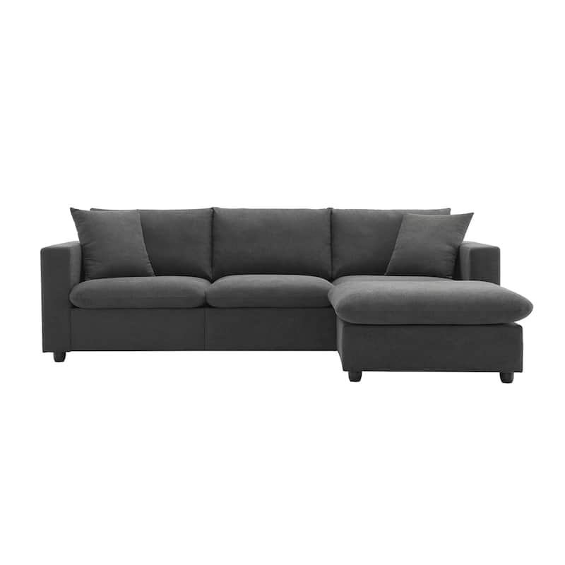 Modern L-shaped 4-seat Sectional Sofa w/ 2 Pillows,Convertible Ottoman