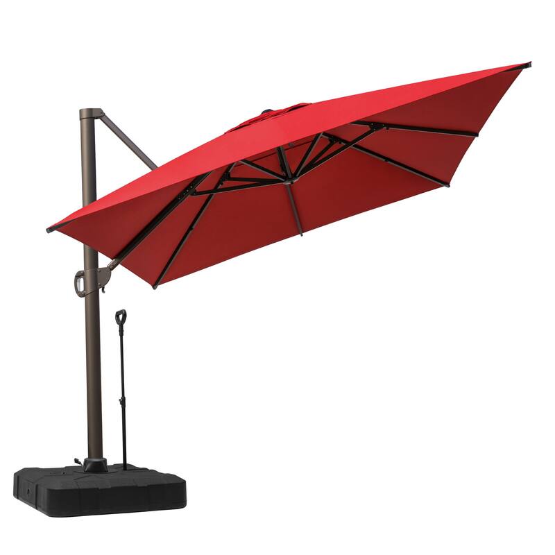 13 ft x 10 ft Outdoor Luxury Aluminum Patio Cantilever Offset Umbrella and Base with Wheels
