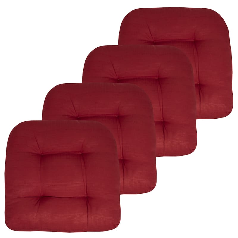 Indoor-Outdoor Reversible Patio Seat Cushion - Red - Set of 4