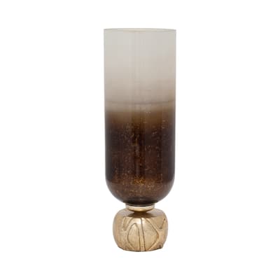 Sagebrook Home Ivory/Gold Cylinder Ombre Glass Candleholder