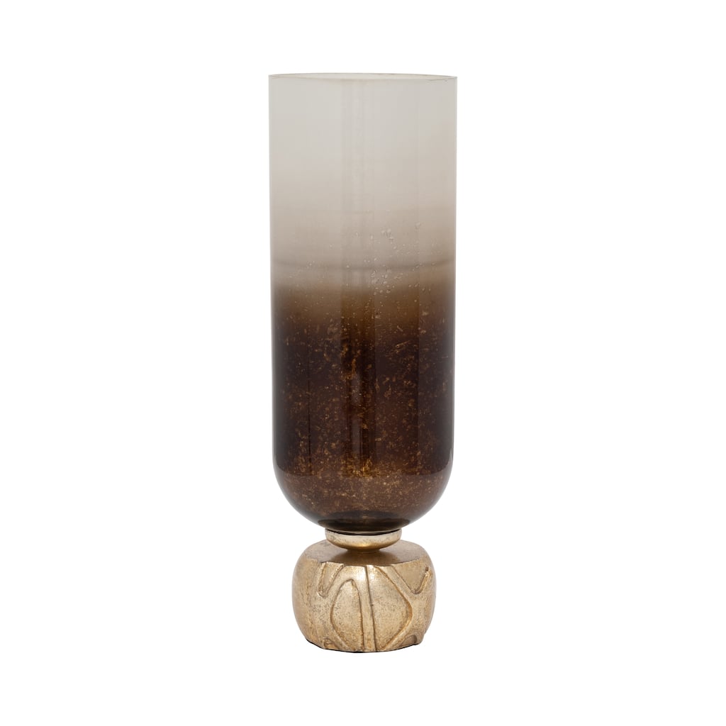 Sagebrook Home Ivory/Gold Cylinder Ombre Glass Candleholder