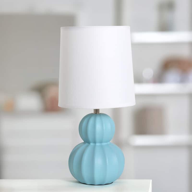 Double Gourd Ceramic Table Lamp with Fabric Shade - 6 x 6 x 13 in. (L x W x H)