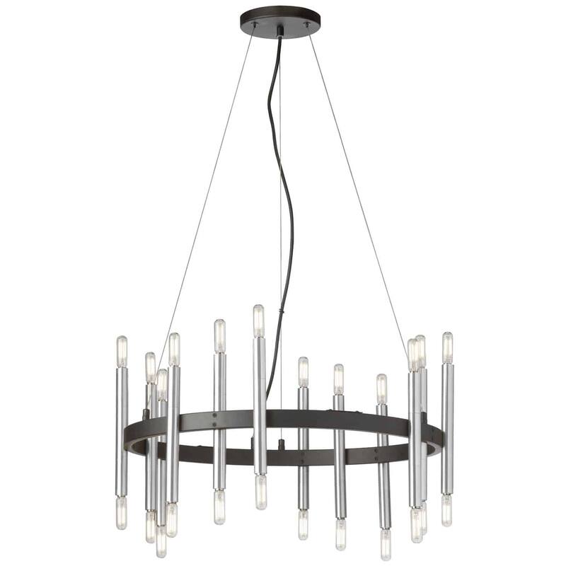 24 Light Chandelier - Matte Black & Chrome Finish - Modern Ceiling Light Fixture - 9.5