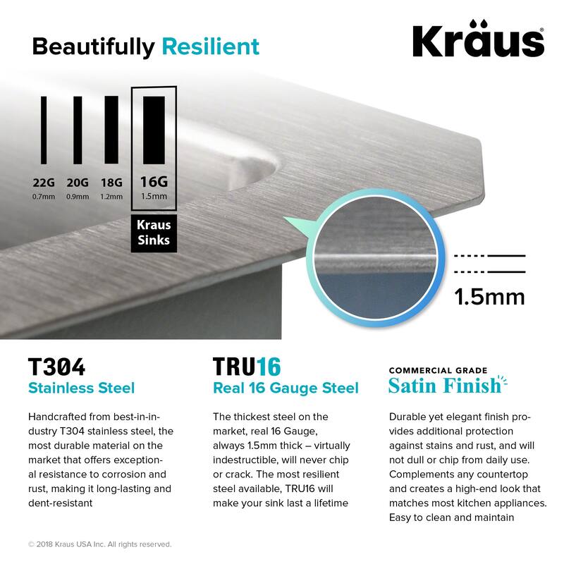 KRAUS Standart PRO Undermount Single Bowl Stainless Steel Kitchen Sink