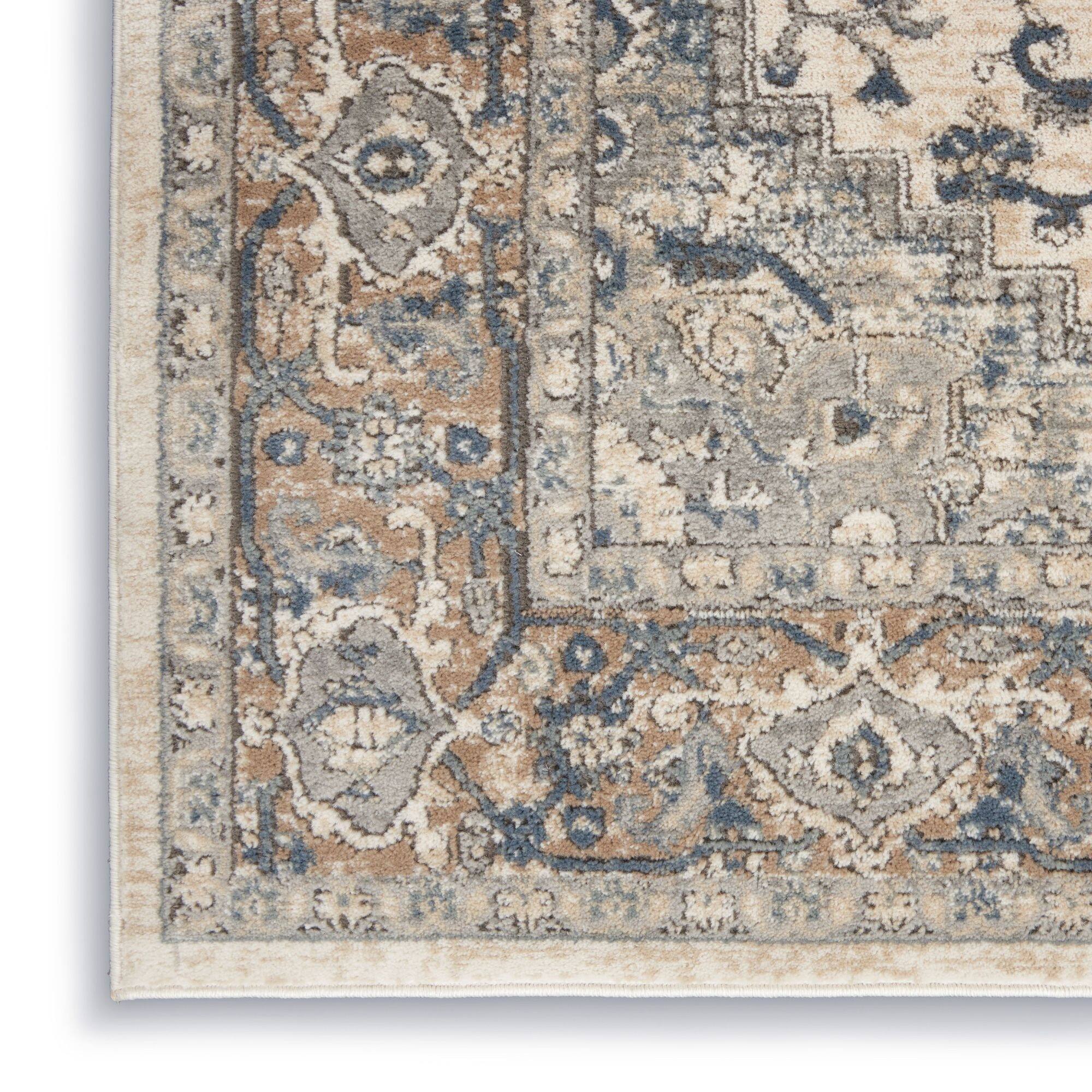 HomeRoots 4' X 6' Ivory And Grey Oriental Power Loom Non Skid Area Rug