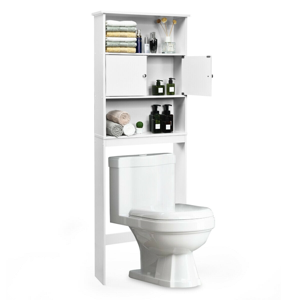 Luxury wood bathroom space saver Gymax Bathroom Wood Organizer Shelf Over The Toilet Storage Rack On Sale Overstock 29556548
