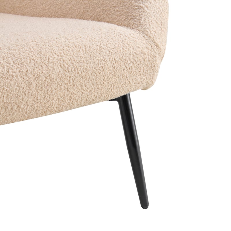White Modern 29.5" High Back Upholstered Buttons Tufted Accent Chair with Ottoman for Living Room