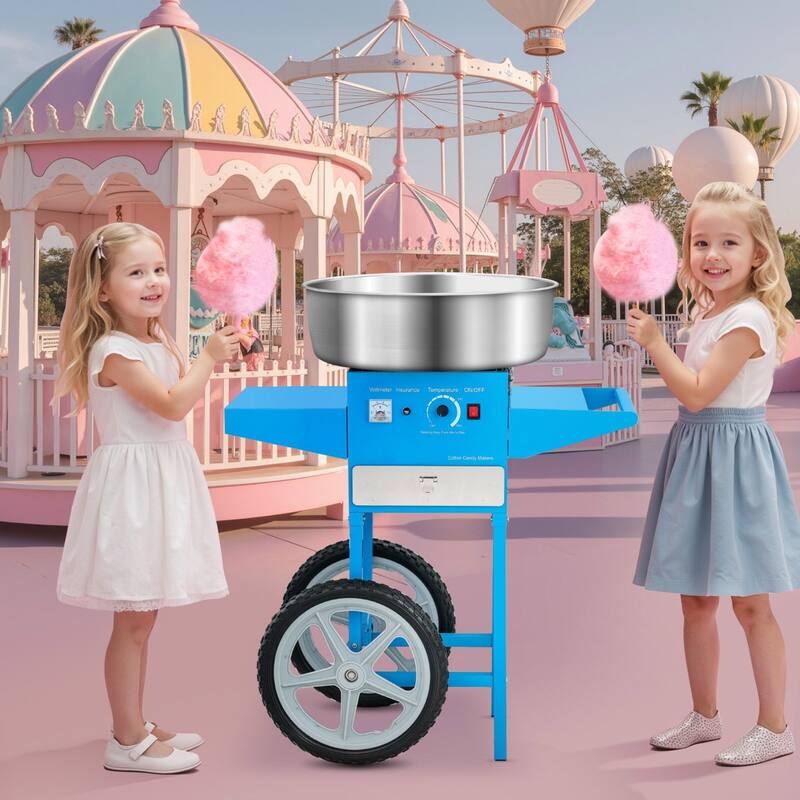 Stainless Steel 1000W Commercial Cotton Candy Machine with Temp Control - 32.24x20.47x37.6 inch