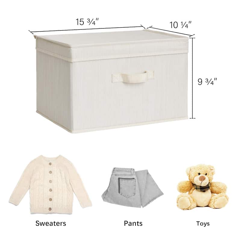 2-Pack Closet Storage Bin with Lid and Handle, Large Fabric Storage Box for Clothes, Towels, Toys, Shoes