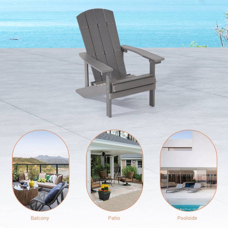 BONOSUKI Patio Adirondack Chair w/Cupholder,Weather Resistant-Set of 4